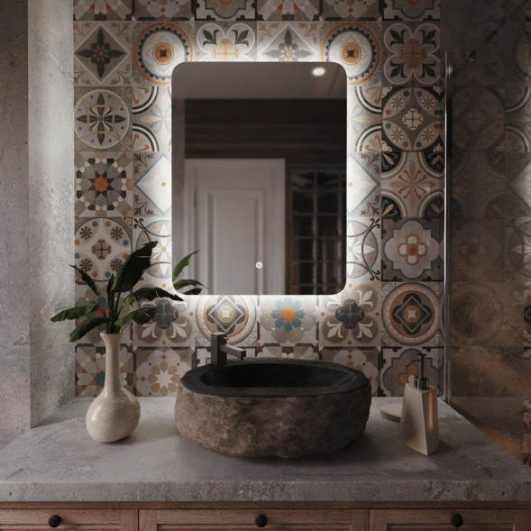 Зеркало MIXLINE &amp;quot;Алон радиус&amp;quot; - ЭКОНОМ 600*800 (ШВ) светодиодная подсветка, сенсорный выключатель - MLZ.Al.6-8.1.2 