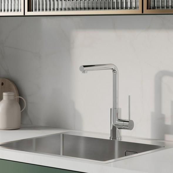 Смеситель для кухни 35к IDDIS RULSBL0i05 &amp;quot;Rule&amp;quot; высокий пов. излив, п/гайку ХРОМ - RULSBL0i05 