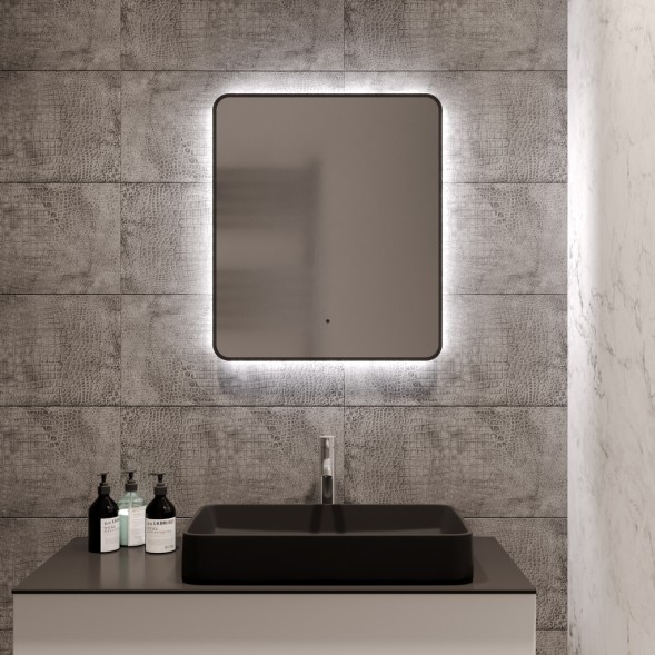 Зеркало MIXLINE &amp;quot;Инканто&amp;quot; 600*700 (ШВ) бесконтактный сенсор, светодиодная подсветка,черная окантовка - LED-00002844 