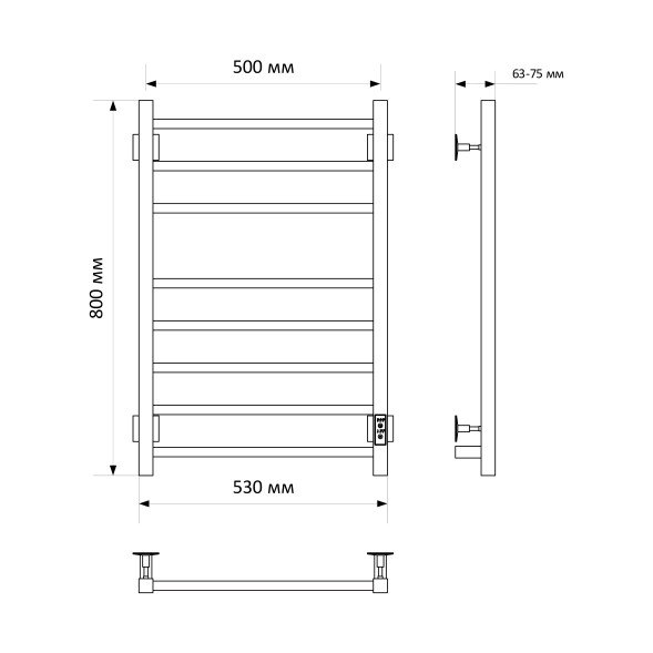 Полотенцесушитель MIXLINE FORTUNE  80х50 (таймер, 425 Вт, 8 перекладин) электрический БЕЛЫЙ - ML-556379 