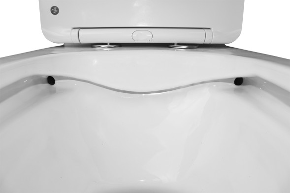 Унитаз-моноблок Azario Terni 350х670х760 напольный, безободковый, горизонтальный слив, сиденье дюропласт микролифт, цвет - белый мрамор (AZ-8618M)