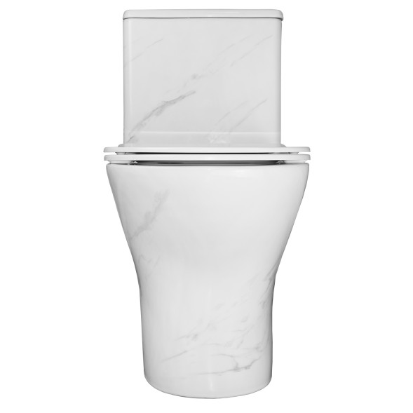 Унитаз-моноблок Azario Terni 350х670х760 напольный, безободковый, горизонтальный слив, сиденье дюропласт микролифт, цвет - белый мрамор (AZ-8618M)