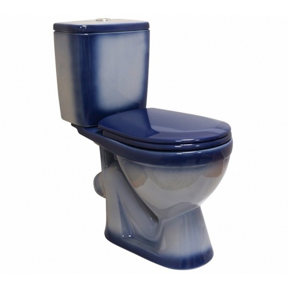 Унитаз-компакт &amp;quot;Лира&amp;quot; синий (косой, нижн, сид. полип., арм) (Rosa) - 4620008192079 