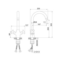 Смеситель для кухни 1/2 кер  IDDIS ACRSB00i05 "Acros" высокий пов. излив ХРОМ - ACRSB00i05