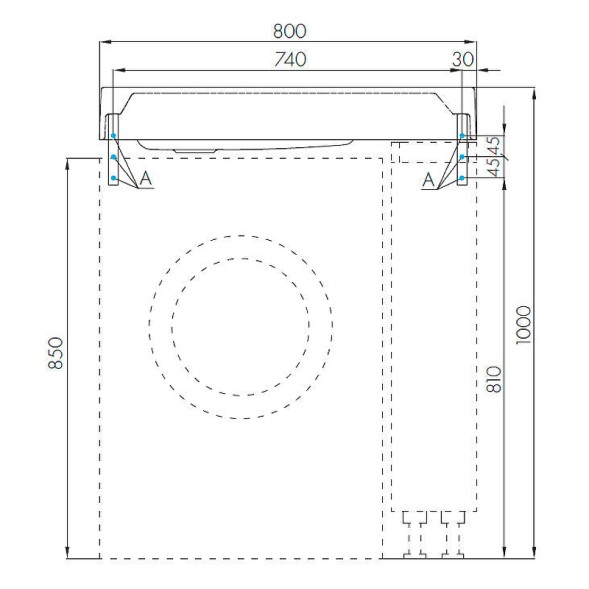 Раковина Aquaton Рейн 80 L на стиральную машину, графит (1A72113KRW210)