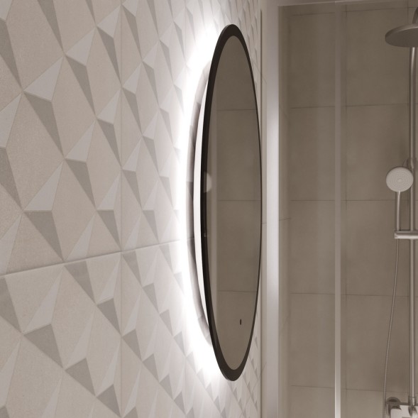 Зеркало MIXLINE &amp;quot;Монако&amp;quot; D600 бесконтактный сенсор, светодиодная подсветка, черная окантовка - LED-00002841 