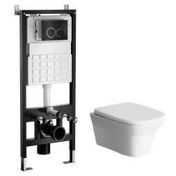 Комплект WAVE Система инсталляции МЕХАНИКА+унитаз &amp;quot;STONE&amp;quot;+круглая кнопка W2 черная - 553964 
