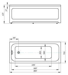Ванна акриловая AZARIO BELLA прямоугольная 180*70 см (AV.0023180)