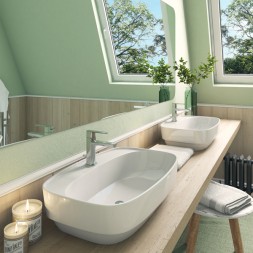 Раковина накладная на столешницу "Купер-65*43" ш*г, с отв. под смеситель (Kirovit) -