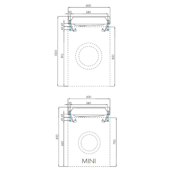 Раковина Aquaton Рейн 60 на стиральную машину, графит (1A72103KRW210)