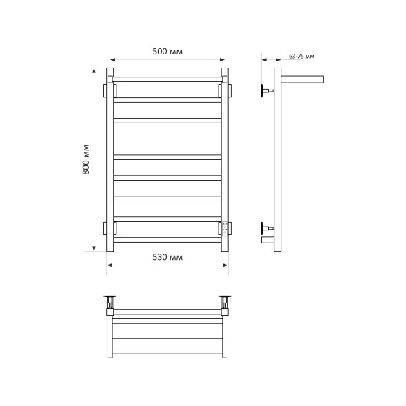 Полотенцесушитель MIXLINE FORTUNE  80х50 (таймер, 560 Вт, 7 перекладин + ПОЛКА) электрический БЕЛЫЙ - ML-556429 