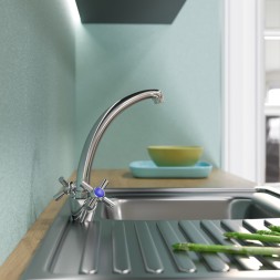 Смеситель для кухни 1/2 кер. MIXLINE ML09-032 высокий излив п/гайку (без подводки) - ML09-032 