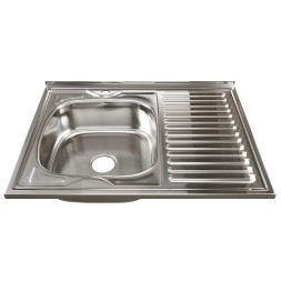 Мойка 80х60 (0,6) лев вып 3 1/2 MIXLINE 16см  с сифоном - 528016 