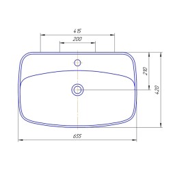 Раковина накладная на столешницу "Купер-65*42" ш*г приставной, с отв. под смеситель(Kirovit) -