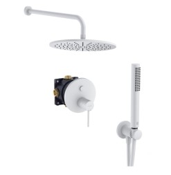 Душевой комплект 7 в 1 KLUDI BOZZ  керамический картридж, верхний душ 300 мм, белый матовый (386585376)