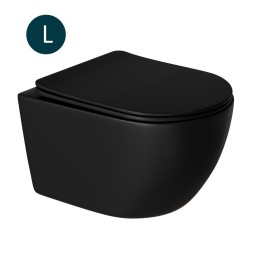 Унитаз подвесной безободковый WAVE ROUND сид. дюропласт, микролифт ЧЕРНЫЙ матовый (L) - 550500 