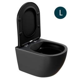 Унитаз подвесной безободковый WAVE ROUND сид. дюропласт, микролифт ЧЕРНЫЙ матовый (L) - 550500 