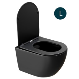 Унитаз подвесной безободковый WAVE ROUND сид. дюропласт, микролифт ЧЕРНЫЙ матовый (L) - 550500 