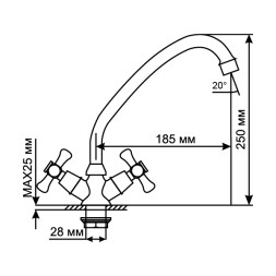 Смеситель для кухни 1/2 кер. MIXLINE ML10-03 п/гайку (без подводки) - ML10-03 