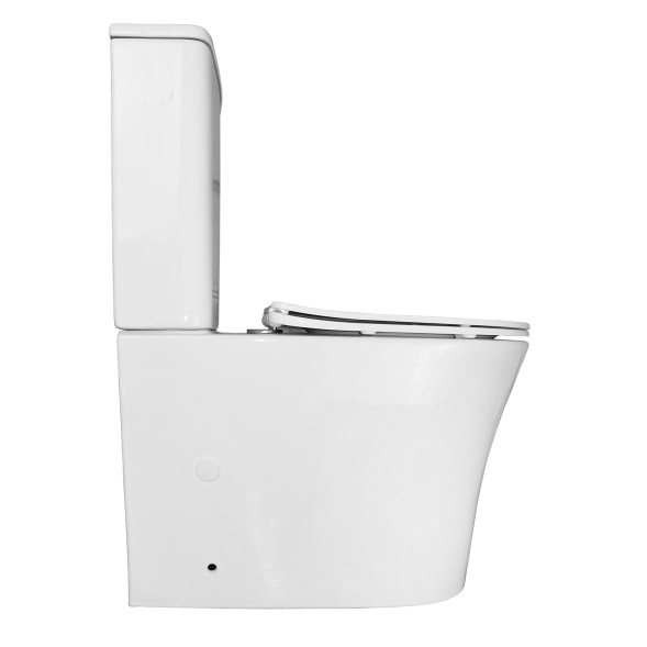 Унитаз-компакт Azario ANTEO ROUND 385х630х820 напольный, безободковый, быстросъемное сиденье микролифт (AZ-1219A)