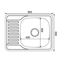 Мойка врез 65х50 (0,6) прав вып 3 1/2  MIXLINE 16см с сифоном - 529332 