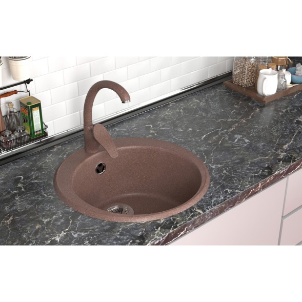 Мойкa ML-GMS01 СТАНДАРТ круглая, терракот (307), 470мм (глуб. чаши 180) - 00-00002349 