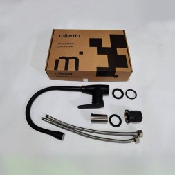 Смеситель для кухни 35к Milardo M07BL2FM05 &amp;quot;Meal&amp;quot; выс.гибкий излив, душ насадка, п/гайку ЧЕРНЫЙ мат - M07BL2FM05 