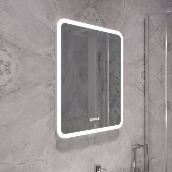 Зеркало MIXLINE &amp;quot;Стив-3&amp;quot; 600*700 (ШВ) сенсорный выключатель, часы + подогрев - LED-00002843 