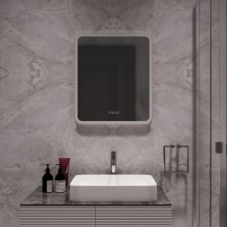 Зеркало MIXLINE "Стив-3" 600*700 (ШВ) сенсорный выключатель, часы + подогрев - LED-00002843