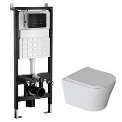 Комплект WAVE Система инсталляции МЕХАНИКА+унитаз &amp;quot;TREND&amp;quot;+прямоугольная кнопка V2 черная - 553968 