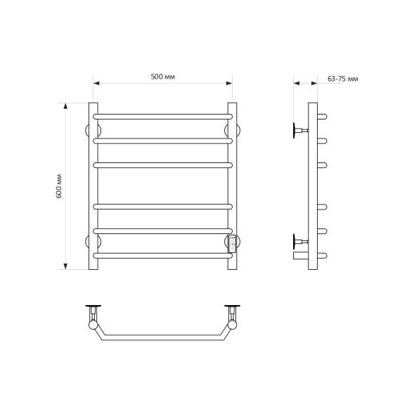 Полотенцесушитель MIXLINE MIRA  60х50 (таймер, 268 Вт, 6 перекладин) электрический БЕЛЫЙ - ML-556415 