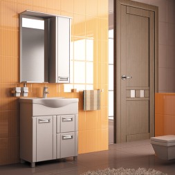 Зеркальный шкаф "Альфа-64 " правый с подсветкой (высота 800) (ПВХ) - 529002