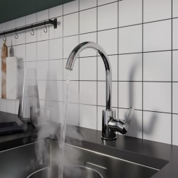 Смеситель для кухни 35к Milardo POLSBJ0M05 &amp;quot;Poli&amp;quot; высокий пов. излив, п/гайку, пластик, ХРОМ - POLSBJ0M05 