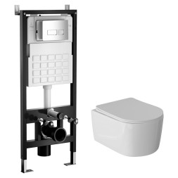 Комплект WAVE Система инсталляции МЕХАНИКА+унитаз &amp;quot;SOLO&amp;quot;+прямоугольная кнопка V3 хром - 553965 