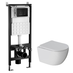 Комплект WAVE Система инсталляции МЕХАНИКА+унитаз &amp;quot;ROUND&amp;quot;+прямоугольная кнопка V2 черная - 554295 