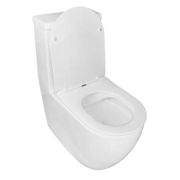 Унитаз-моноблок AZARIO MORANO 680x370х830 напольный, безободковый, в комплекте с сиденьем дюропласт микролифт, белый (AZ-1001)