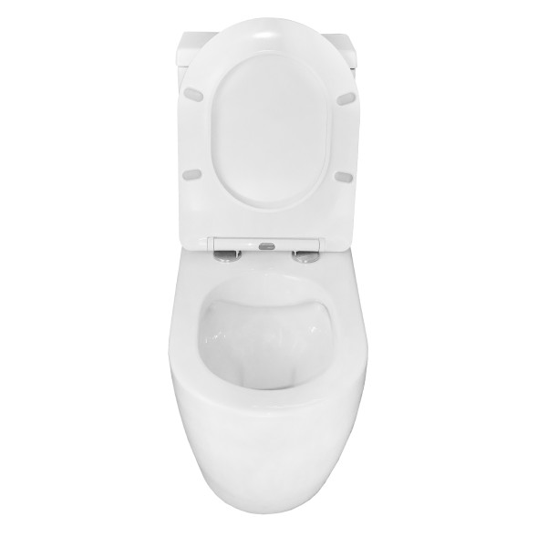 Унитаз-моноблок AZARIO MORANO 680x370х830 напольный, безободковый, в комплекте с сиденьем дюропласт микролифт, белый (AZ-1001)