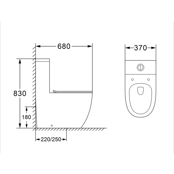Унитаз-моноблок AZARIO MORANO 680x370х830 напольный, безободковый, в комплекте с сиденьем дюропласт микролифт, белый (AZ-1001)