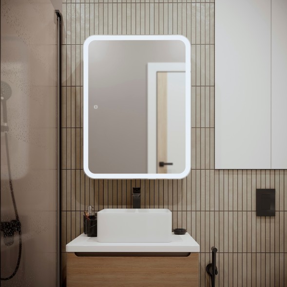 Зеркальный шкаф MIXLINE &amp;quot;Фиджи Flip&amp;quot; 600*800 (ШВ) универсал, сенсорный выкл.,светодиодная подсветка - LED-00002472 