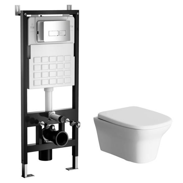 Комплект WAVE Система инсталляции МЕХАНИКА+унитаз &amp;quot;STONE&amp;quot;+прямоугольная кнопка V3 хром - 553961 