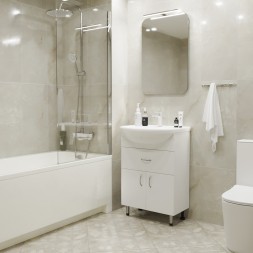 Тумба д/ванной &amp;quot;МИСТРАЛЬ-60&amp;quot; под раковину Уют-60 (Rosa) (ПВХ) - 555210 