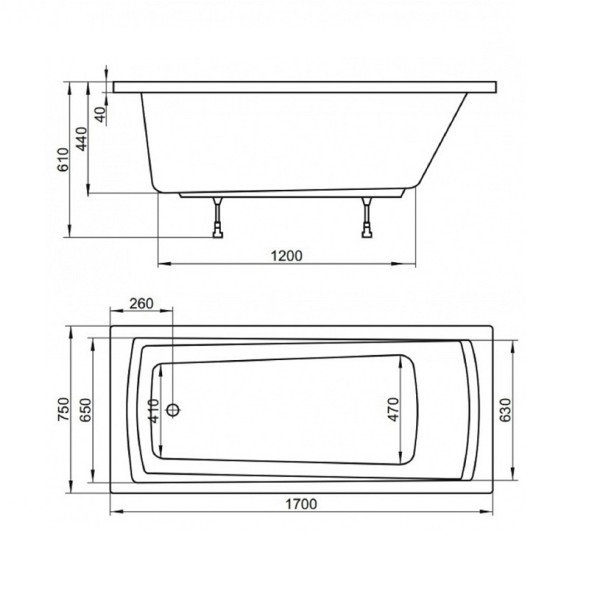 Ванна акриловая Ravak Domino PLUS (ванна, панель, каркас, слив)