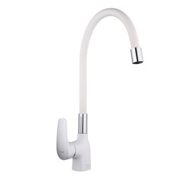 Смеситель для кухни 35к F4453-03 FRAP (гибкий излив, п/гайку, БЕЛЫЙ, латунь) - F4453-03 