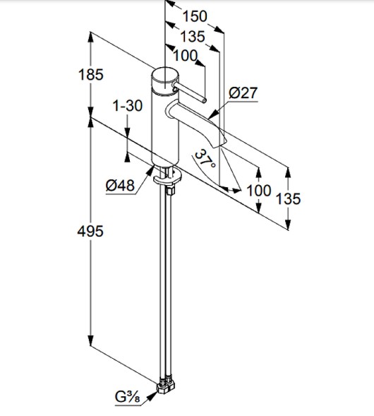 Смеситель для раковины KLUDI BOZZ  черный матовый (382823976)