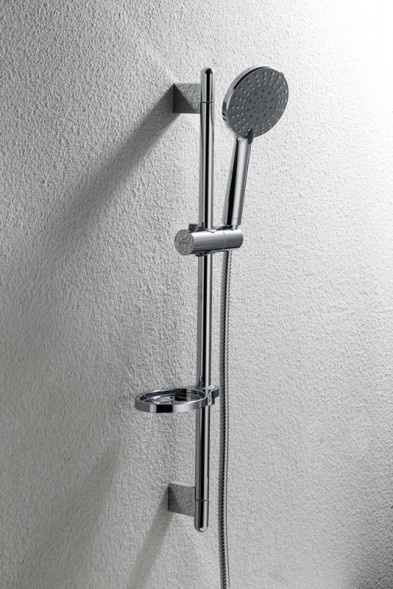 Душевой набор Bravat ECO: штанга 22х750 мм, шланг 1,5 м, лейка 3 режима диам.80 мм, мыльница, хром  (D152CP-1A-RUS)