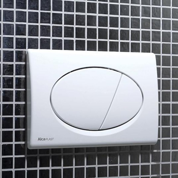 Кнопка для инсталляции ALCAPLAST/Alcadrain М70 овал, пластик белая - M70 