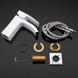 Смеситель для раковины 35к G1007-8 GAPPO литой, п/гайку, БЕЛЫЙ-Хром - G1007-8 