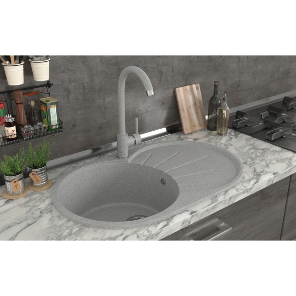 Мойка ML-GMS05 СТАНДАРТ овальная с крылом, светло-серый (310), 740*455*190мм - 00-00002379 