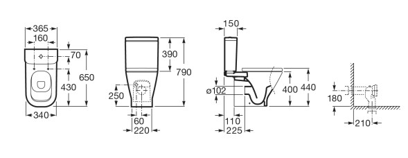 Низ к унитазу Roca GAP горизонтальный выпуск (7.3424.7.700.0)