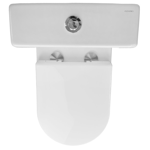 Унитаз-компакт Azario Fretta new 370х615х790 напольный, безободковый в комплекте с бачком и сиденьем дюропласт, микролифт (AZ-1223)